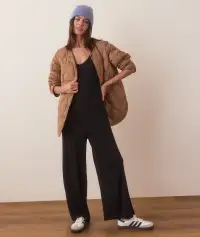 Lexi Rib Lounge Jumpsuit(Extra Small,Black)