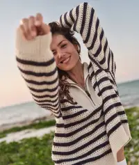 Montecito Quarter Zip Sweater(Extra Small,Coastal Navy)