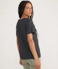 Boyfriend V-Neck Tee(Extra Small,Faded Black)