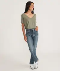 Boyfriend V-Neck Tee(Extra Small,Vetiver)