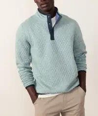Corbet Quilted Reversible Pullover(Slate/Faded Navy,Small)