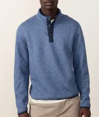 Corbet Quilted Reversible Pullover(Slate/Faded Navy,Small)