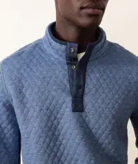 Corbet Quilted Reversible Pullover(Slate/Faded Navy,Small)