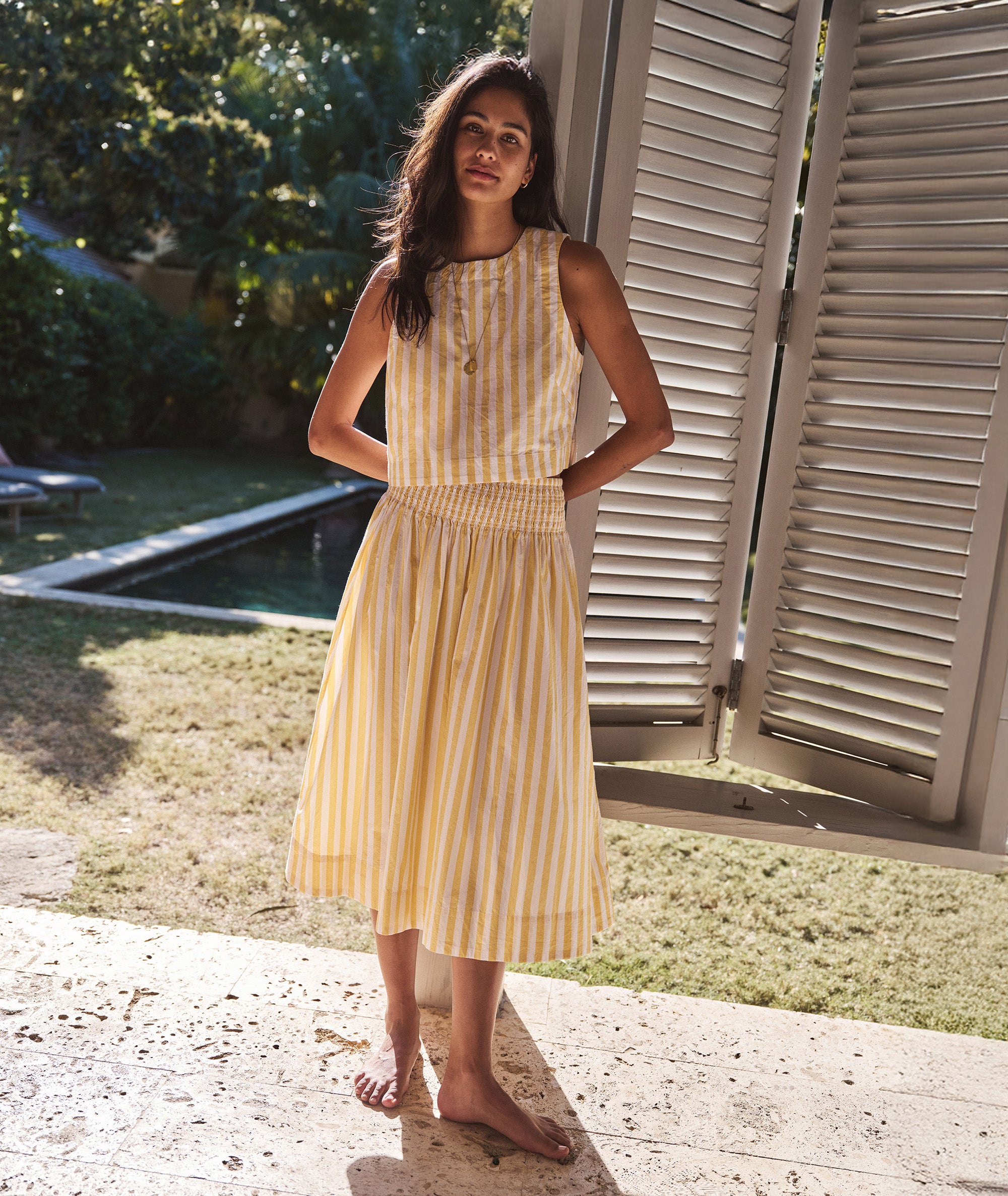 Bea Poplin Midi Skirt