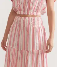 Corinne Textured Maxi Skirt(Extra Small,Textured Pink Stripe)