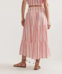 Corinne Textured Maxi Skirt(Extra Small,Textured Pink Stripe)