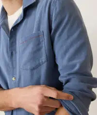 Stretch Selvage Long Sleeve Shirt(Small,Coronet Blue)