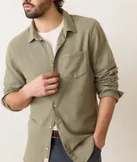 Stretch Selvage Long Sleeve Shirt(Small,Shadow)