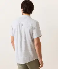 Stretch Selvage Short Sleeve Shirt(Small,Blue Mini Stripe)