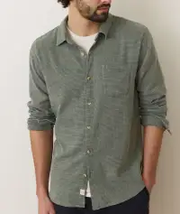 Stretch Selvage Long Sleeve Shirt(Small,Agave Navy Stripe)