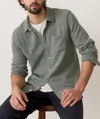 Stretch Selvage Long Sleeve Shirt(Small,Agave Navy Stripe)