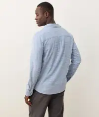Stretch Selvage Long Sleeve Shirt(Small,Chambray/Navy Stripe)