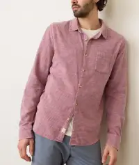 Stretch Selvage Long Sleeve Shirt(Small,Lilas Stripe)