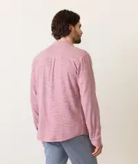 Stretch Selvage Long Sleeve Shirt(Small,Lilas Stripe)