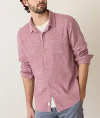 Stretch Selvage Long Sleeve Shirt(Small,Lilas Stripe)
