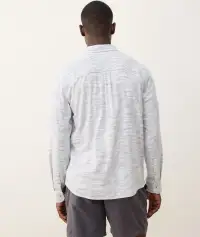 Stretch Selvage Long Sleeve Shirt(Small,Natural/Black Stripe)