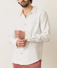 Stretch Selvage Long Sleeve Shirt(Small,Natural)