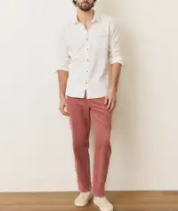 Stretch Selvage Long Sleeve Shirt(Small,Natural)