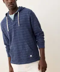 Portola Beach Hoodie(Small,Navy/Natural Stripe)