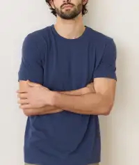 Signature Jacquard Crew Tee(Small,Mood Indigo)