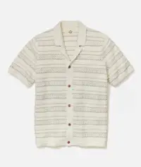 Open Knit Sweater Button-Down