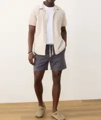 Seersucker Classic Shirt(Small,Parchment)