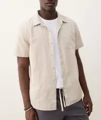 Seersucker Classic Shirt(Small,Parchment)