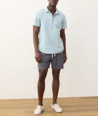 Seersucker Classic Shirt(Small,Sterling Blue)