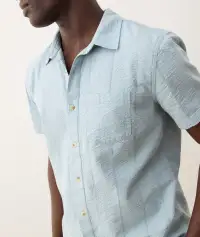 Seersucker Classic Shirt(Small,Sterling Blue)