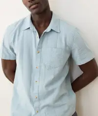 Seersucker Classic Shirt(Small,Sterling Blue)