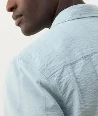 Seersucker Classic Shirt(Small,Sterling Blue)