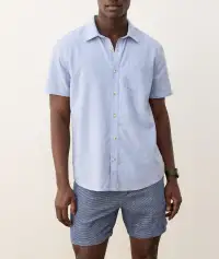 Better-Than-Linen Short Sleeve Shirt(Small,Chambray)