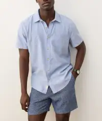 Better-Than-Linen Short Sleeve Shirt(Small,Chambray)