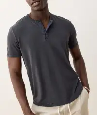 Relaxed Hemp Cotton Henley(Small,Faded Black)