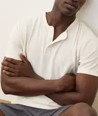 Relaxed Hemp Cotton Henley(Small,Whitecap)