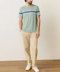 Signature Crew Stripe Tee(Small,Iceberg Green)