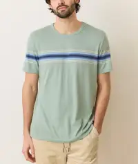 Signature Crew Stripe Tee(Small,Iceberg Green)