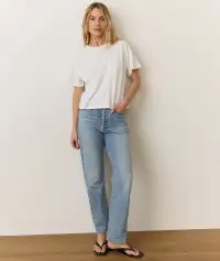 Sadie Vintage Slub Crop Tee(Extra Small,Bright White)