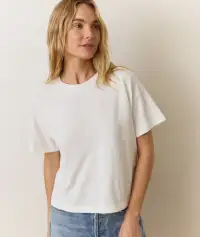 Sadie Vintage Slub Crop Tee(Extra Small,Bright White)