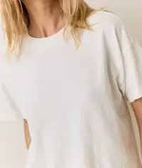 Sadie Vintage Slub Crop Tee(Extra Small,Bright White)