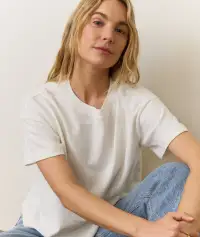Sadie Vintage Slub Crop Tee(Extra Small,Bright White)