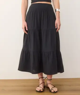 Corinne Double Cloth Maxi Skirt(Extra Small,Jet Black)