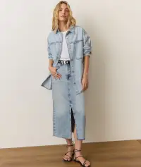 Molly Oversized Denim Shirt Jacket(Extra Small,Medium Wash)