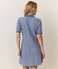 Alice Textured Polo Dress(Extra Small,Blue/Cream)