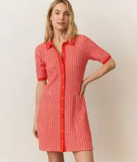 Alice Textured Polo Dress(Extra Small,Coral/ Cream)