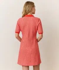 Alice Textured Polo Dress(Extra Small,Coral/ Cream)