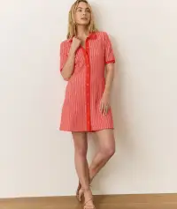Alice Textured Polo Dress(Extra Small,Coral/ Cream)