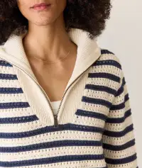 Montecito Quarter Zip Sweater(Extra Small,Coastal Navy)