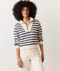 Montecito Quarter Zip Sweater(Extra Small,Coastal Navy)