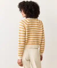 Montecito Crewneck Sweater(Extra Small,Marigold Stripe)